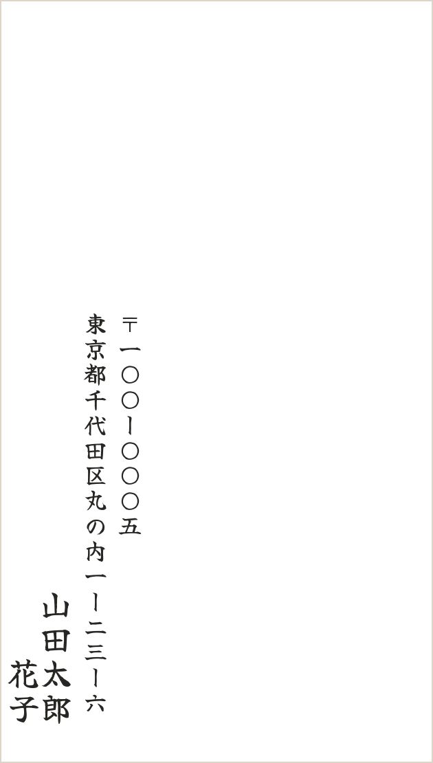 中袋裏面の見本。左下に郵便番号・住所・氏名